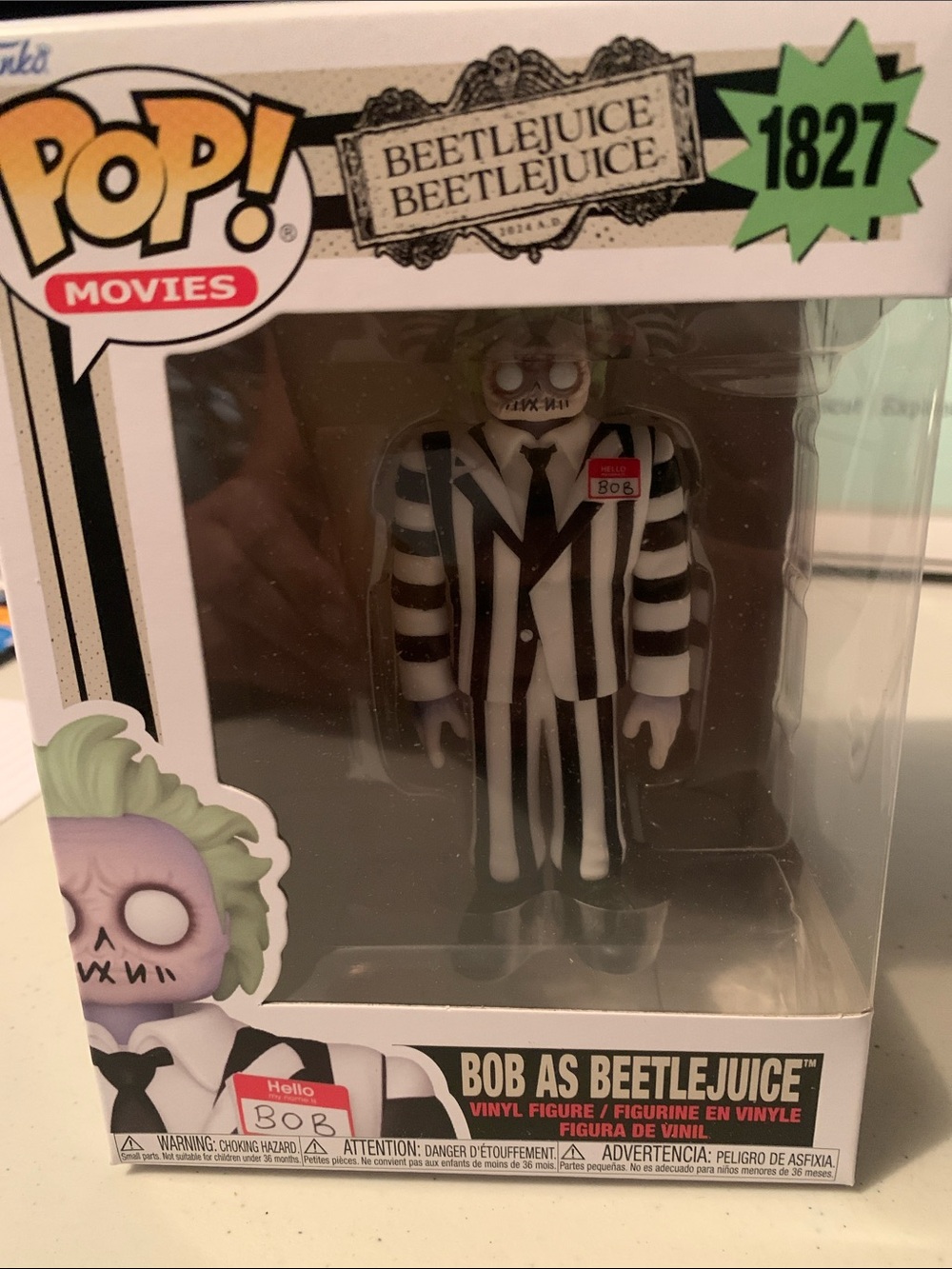 🆕- Funko Pop! Movies Bob as Beetlejuice Vinyl Figure - Black, White, Green